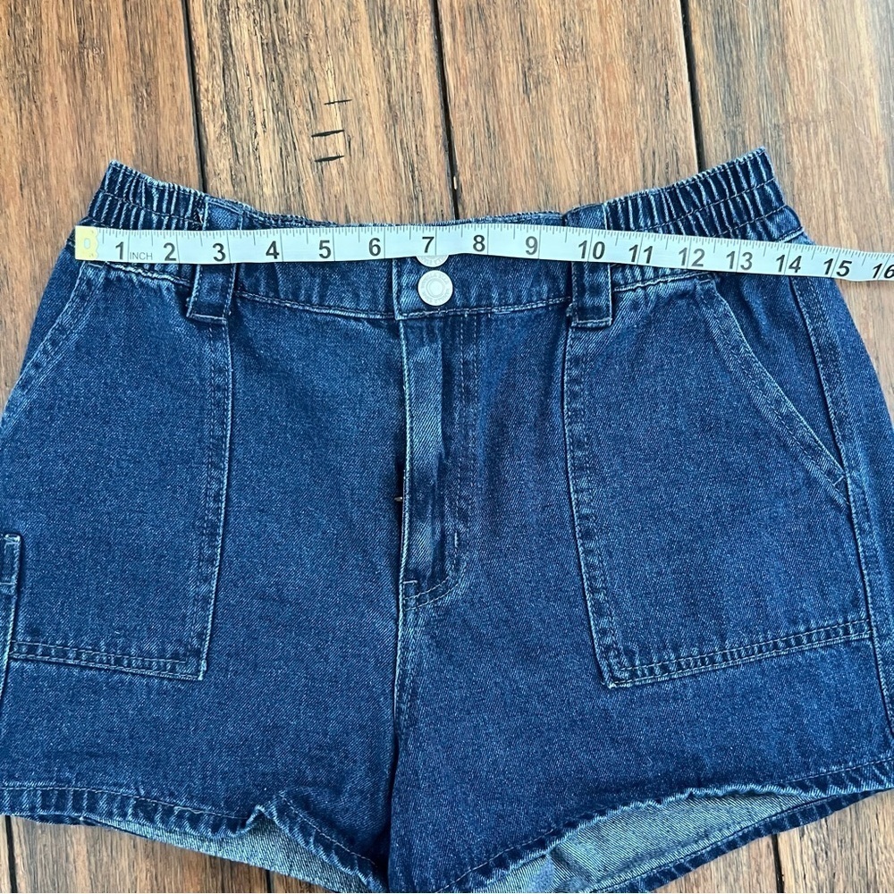 Vanilla Star High Waist Denim Shorts Size 7 Vintage Cargo Elastic Stretch Retro - Picture 6 of 10